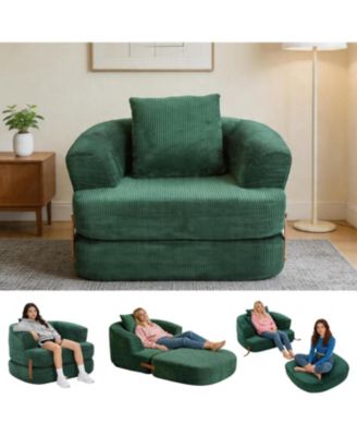 3-in-1 Folding Memory Foam Sofa Bed, Convertible Floor Futon Chair with Washable Cover