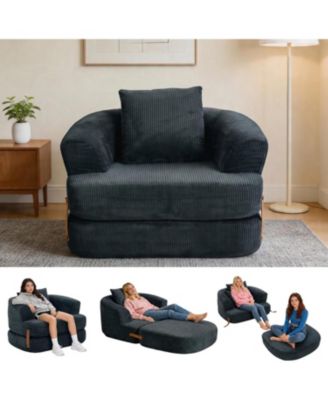 3-in-1 Folding Memory Foam Sofa Bed, Convertible Floor Futon Chair with Washable Cover