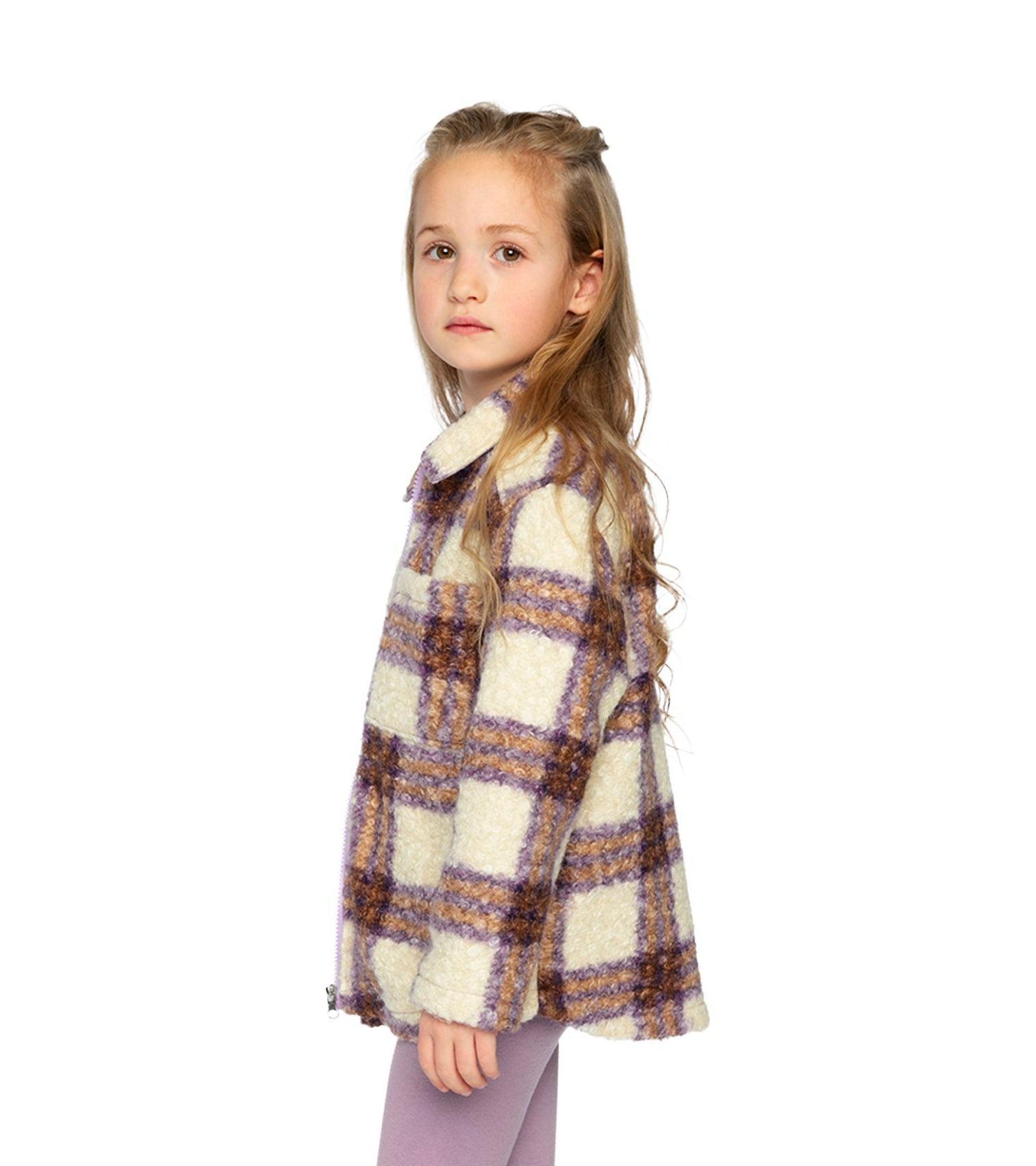 Girls (6-14) Zipped Sherpa Overshirt with Chest Pockets