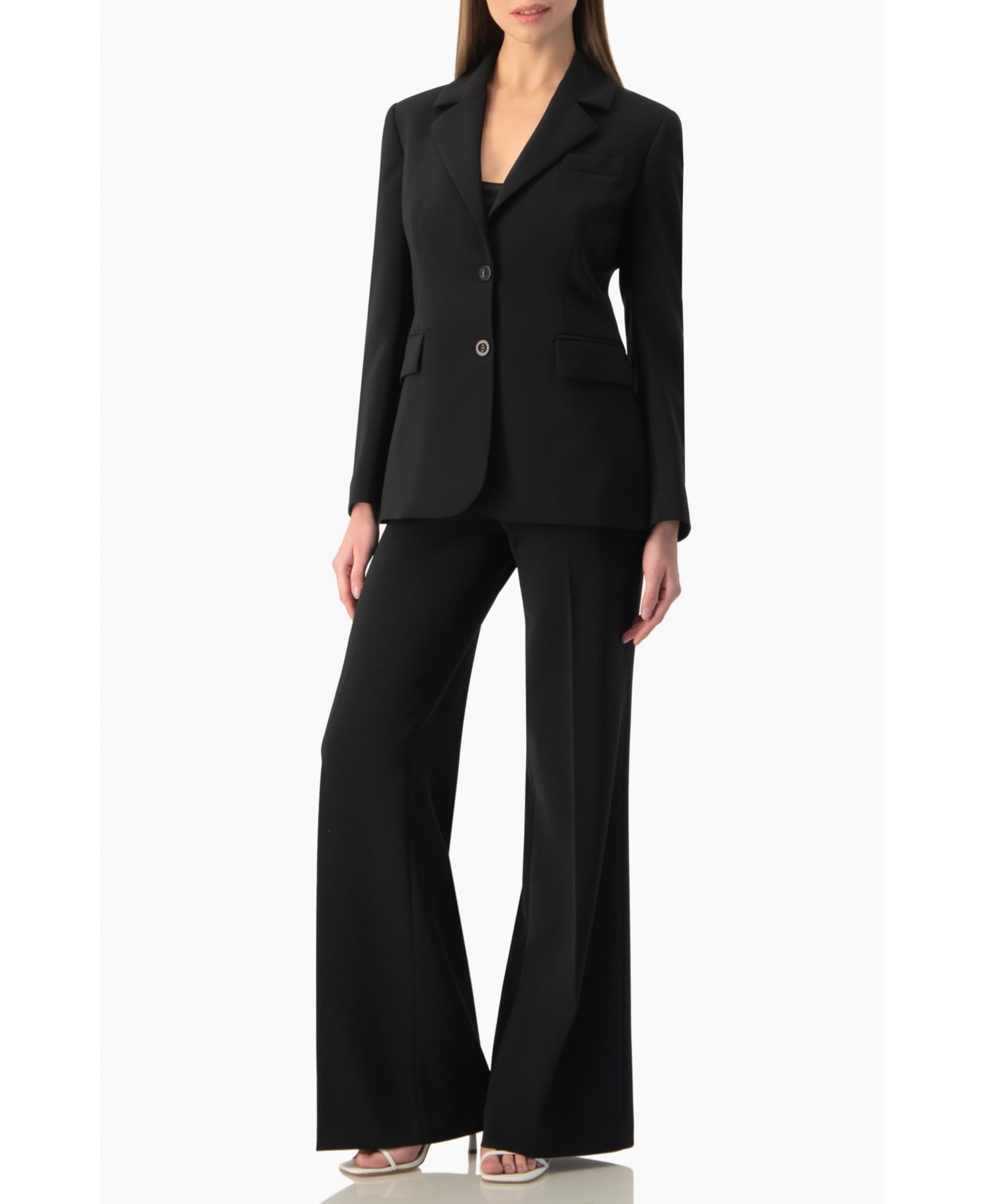 Women's Tailored Two-Button Black Power Blazer