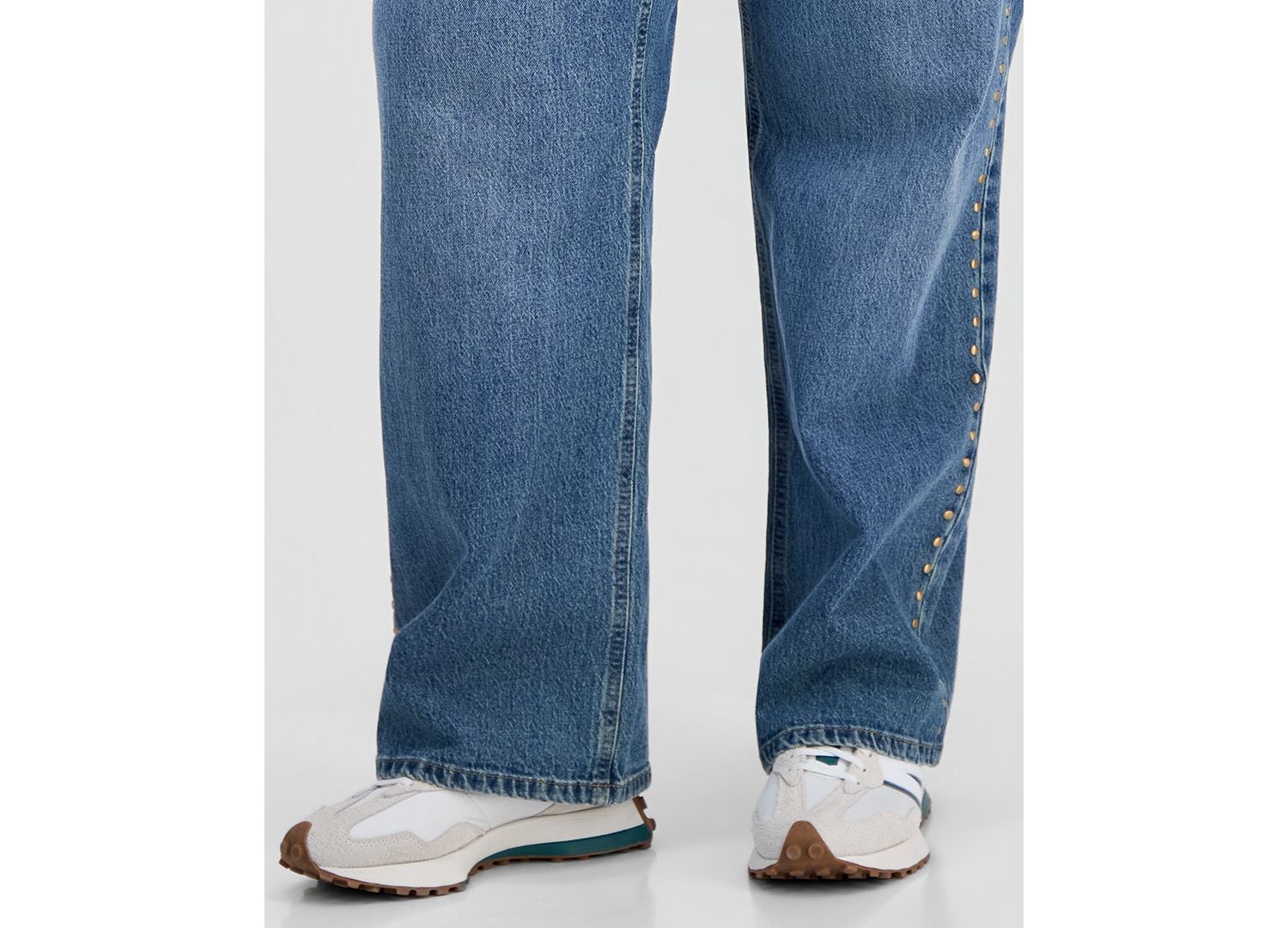 Trendy Plus Size Embroidered Studded Jeans