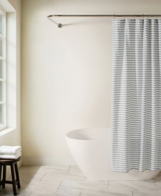 Cotton Blend Striped Shower Curtains, 72" x 72"
