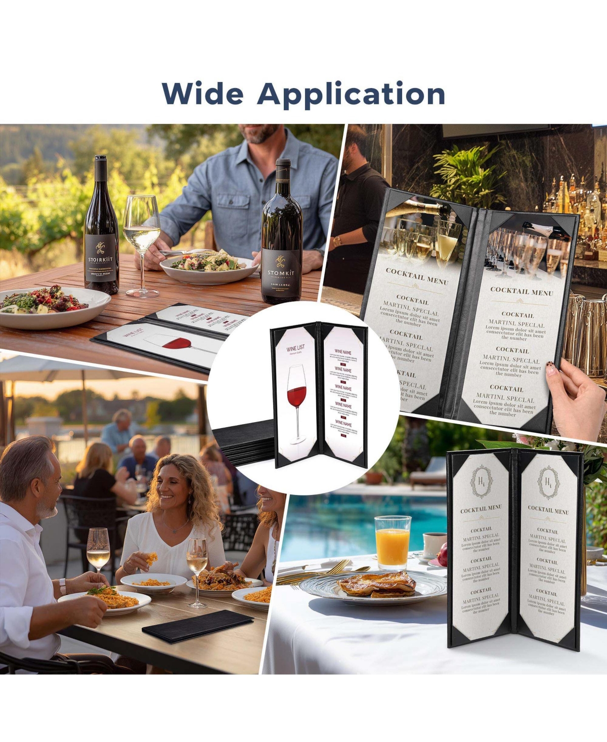 Yescom 5 Pack Menu Covers 4.25"x11" 2 View Angled Corners Wine List Restaurant