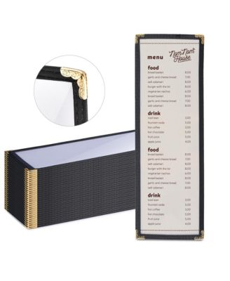 30 Pcs 4.25 x 14" Restaurant Menu Covers Single Page 2 View Menu Sleeves Double-Stitched Edge PVC for Wine List