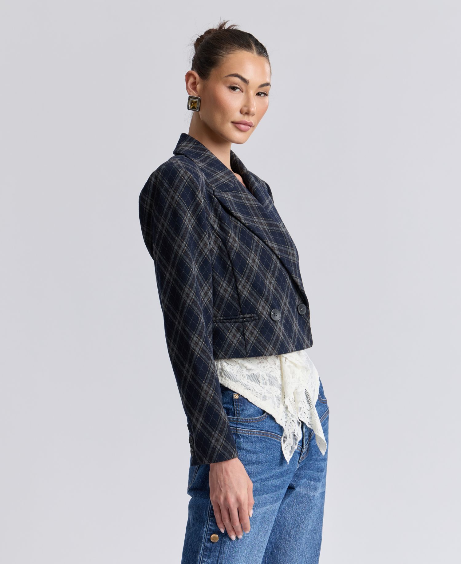Women's Cropped Double-Breasted Blazer