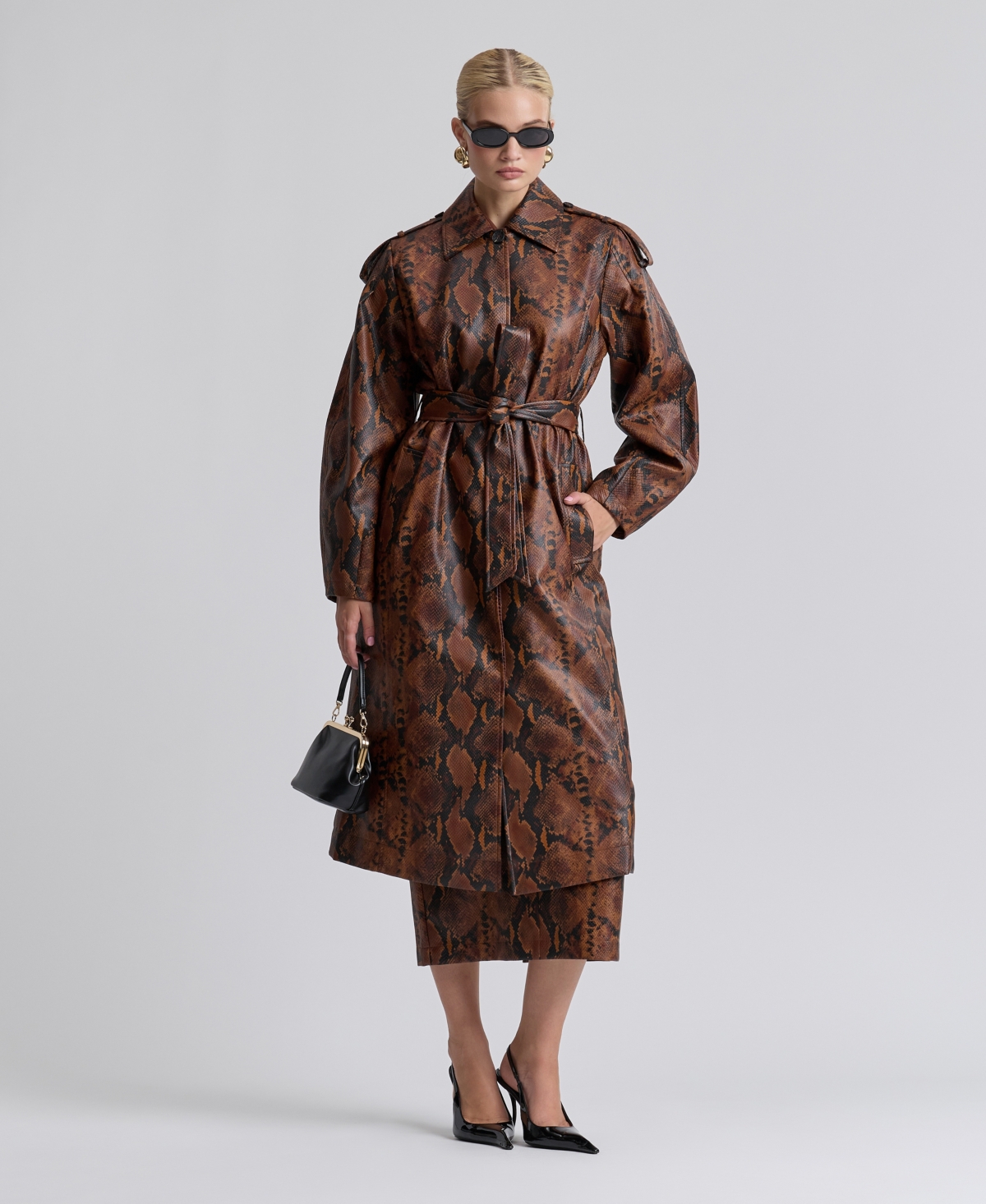 Avec Les Filles Women's Button-Front Spread Collar Maxi Coat