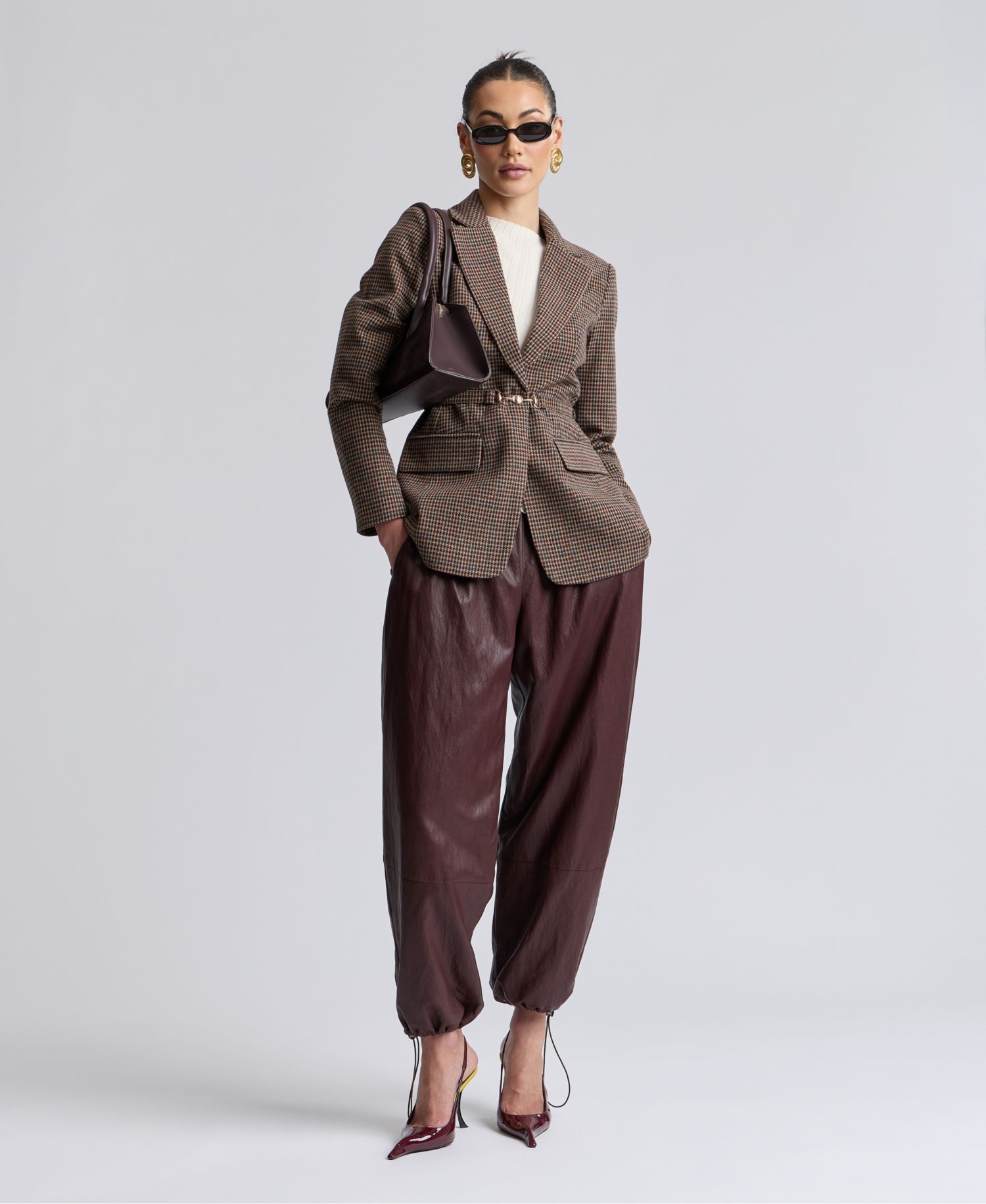 Women's Notch Lapel Collar Belted Blazer