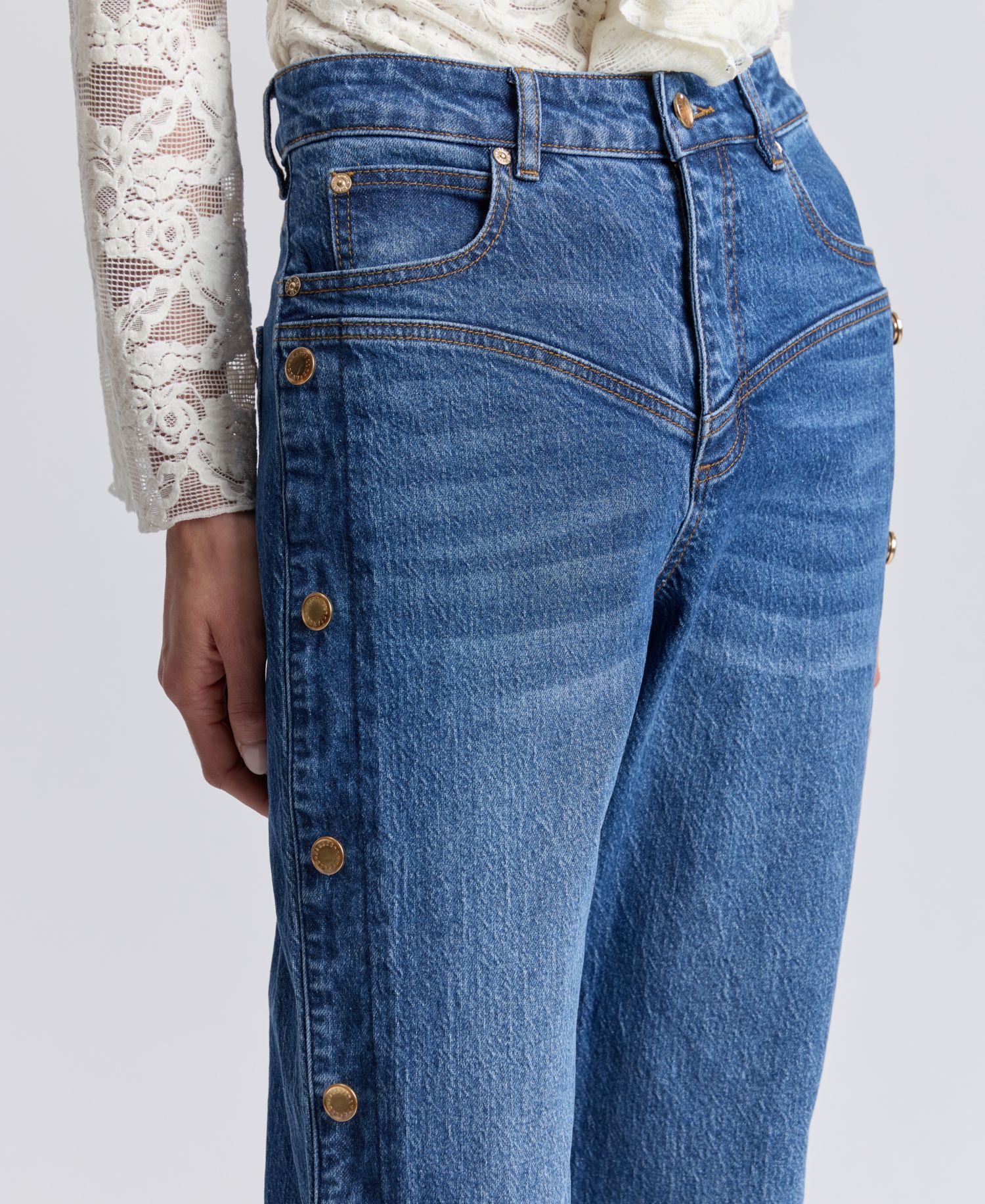 Women's High-Rise Side Shank Straight-Leg Jeans