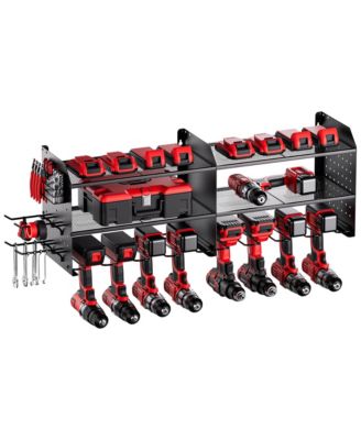Power Tool Organizer Wall Mount Drill Holder Pegboard Hooks Bit Rack Storage Garage Workshop
