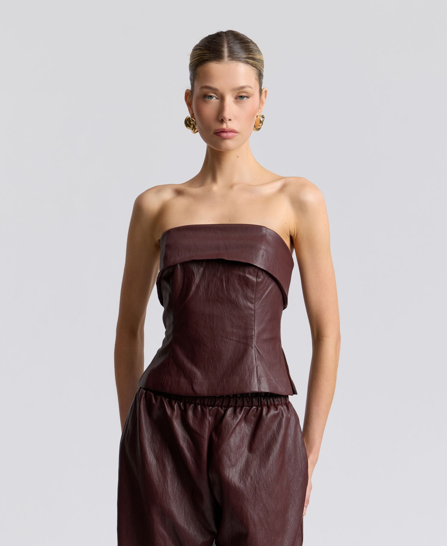 Women's Faux Leather Sleeveless Tube Top