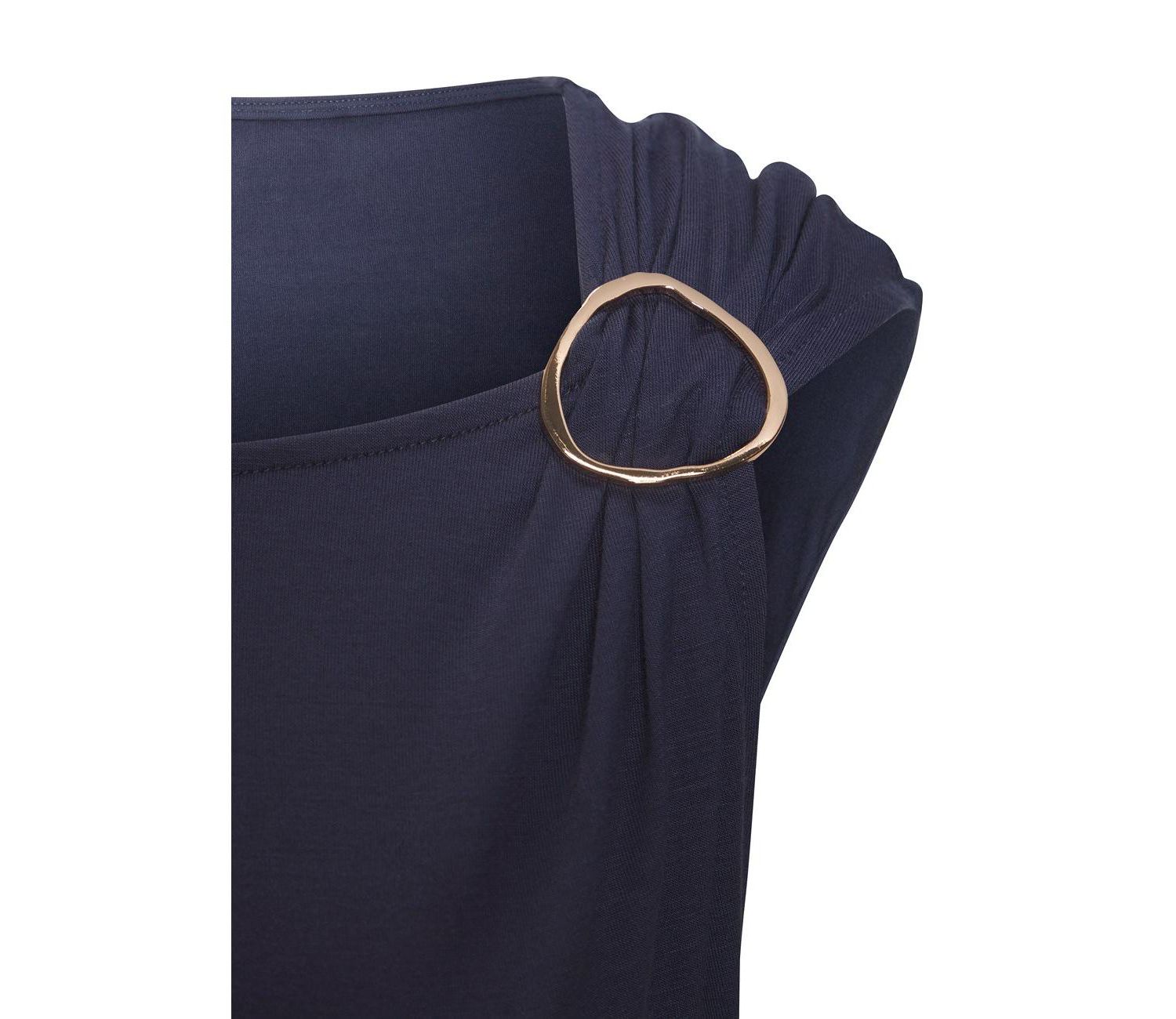 Women's Viscose Asymmetrical Ring Detail Short-Sleeve Top