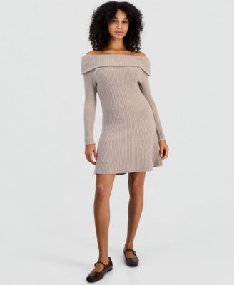 Juniors' Marilyn Off-Shoulder Ribbed-Knit Sweater Dress