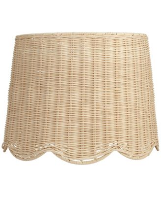 13" Top x 15 1/2" Bottom x 11 3/4" H x 11 3/4" Slant Lamp Shade Replacement Drum Unbleached Rattan Spider Harp Finial