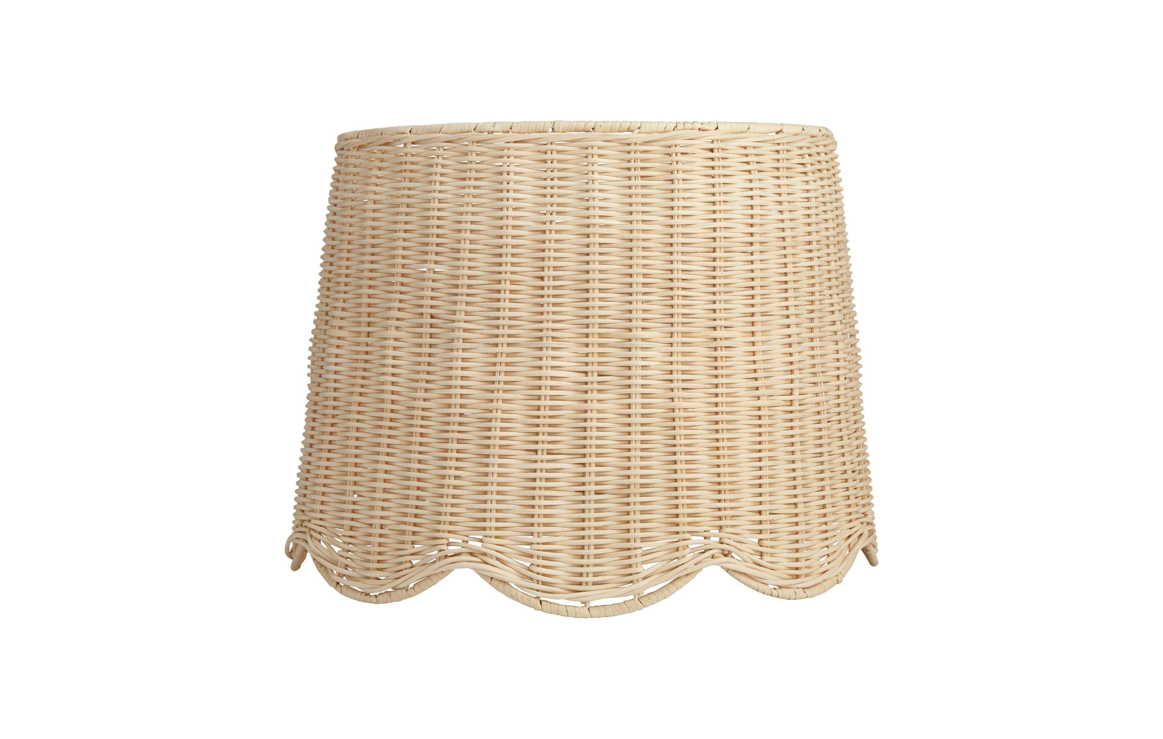 Springcrest 13" Top x 15 1/2" Bottom x 11 3/4" H x 11 3/4" Slant Lamp Shade Replacement Drum Unbleached Rattan Spider Harp Finial