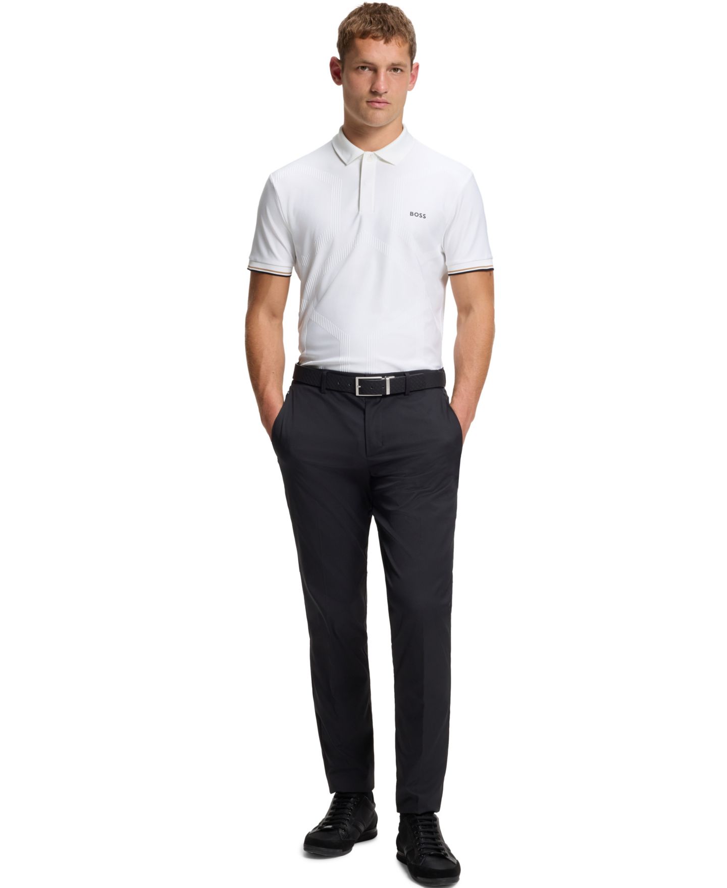 Мужское поло Hugo Boss Quick-Dry Performance Regular-Fit Polo Shirt, цвет: Белый — фото 4