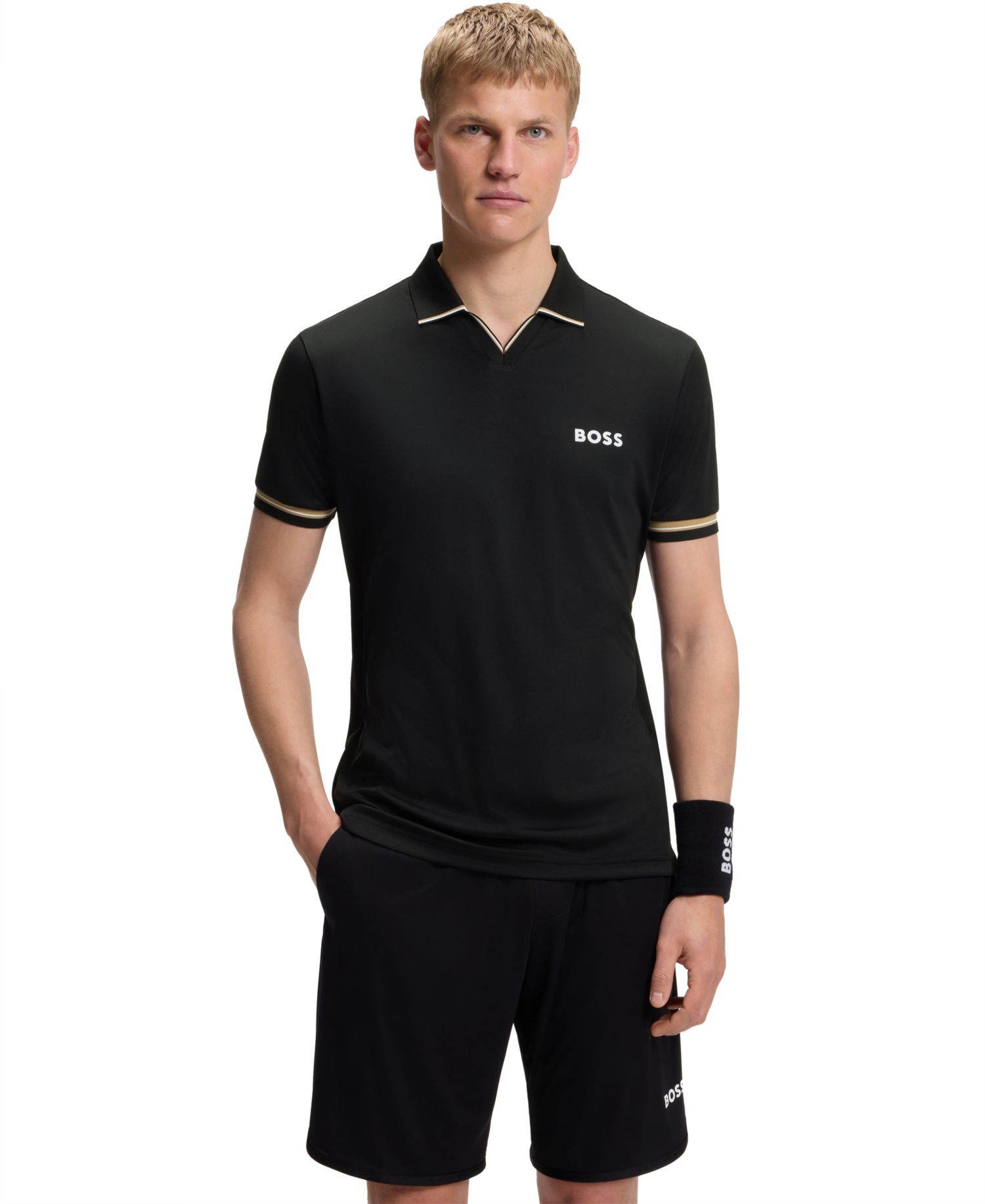 Men's Signature-Stripe Active Slim-Fit Polo Shirt