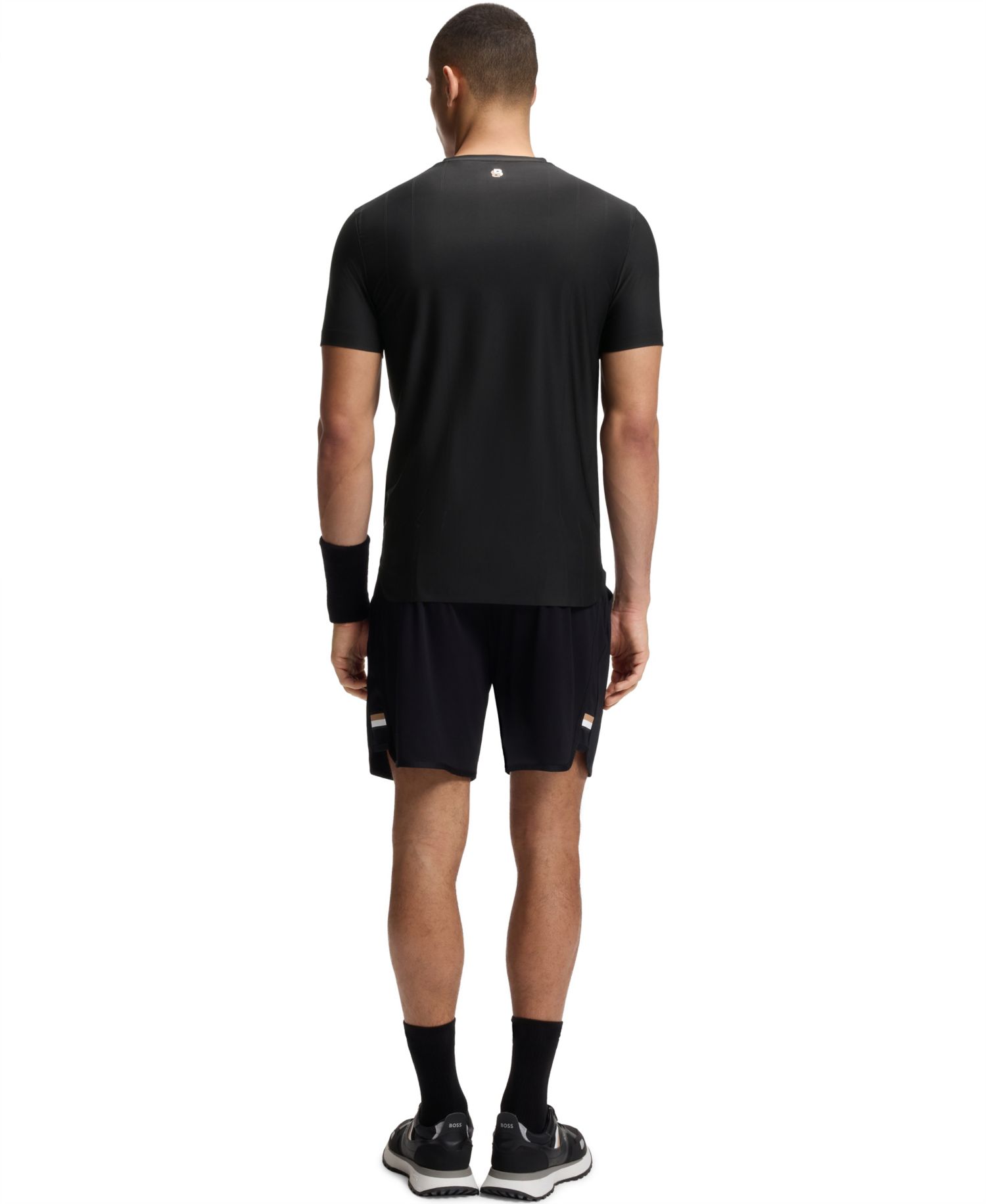 Men's Active Jacquard-Stripe Logo Slim-Fit T-Shirt