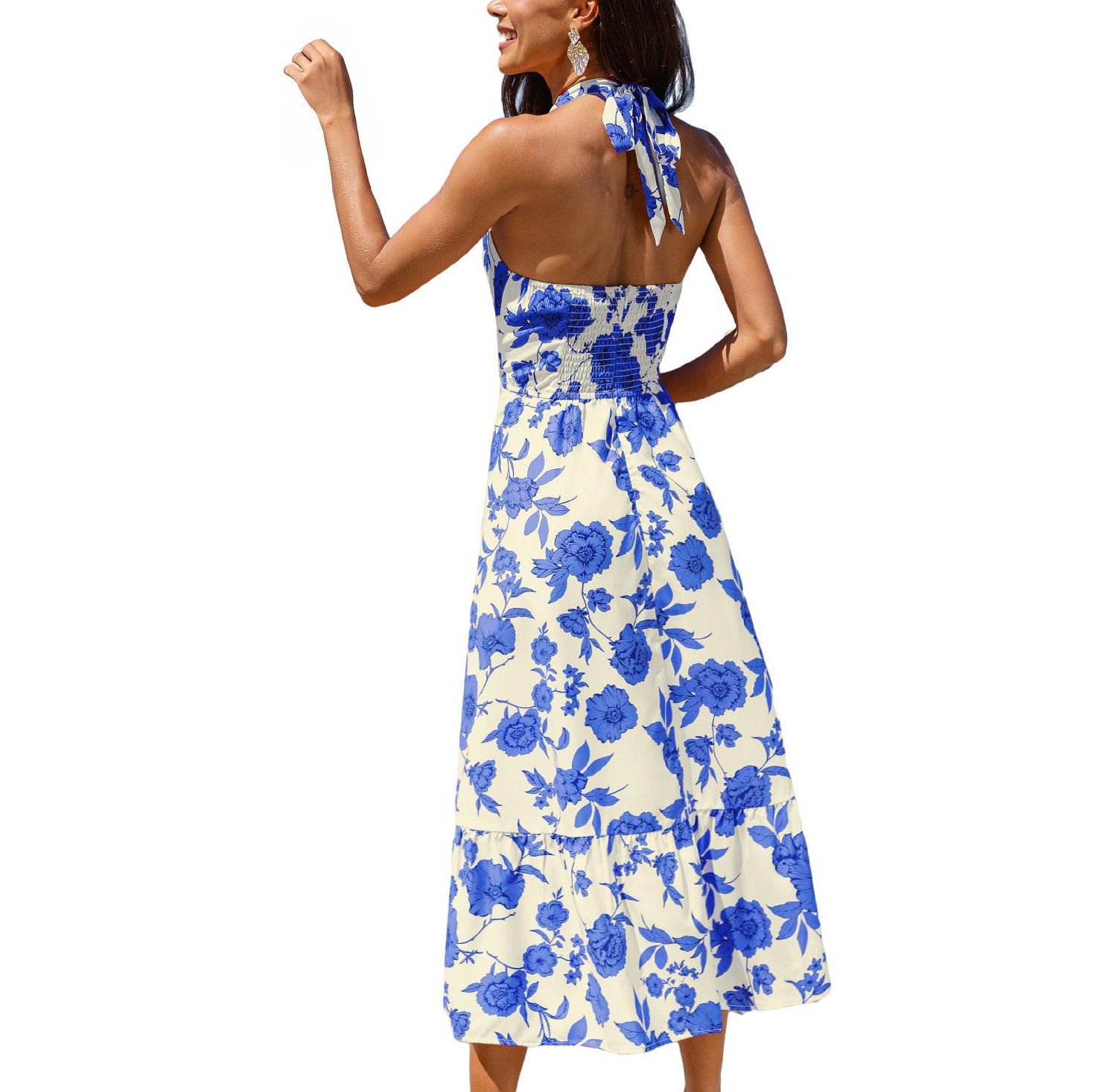 Women's Halter Neck Pull-On Occasion Dress, Unlined