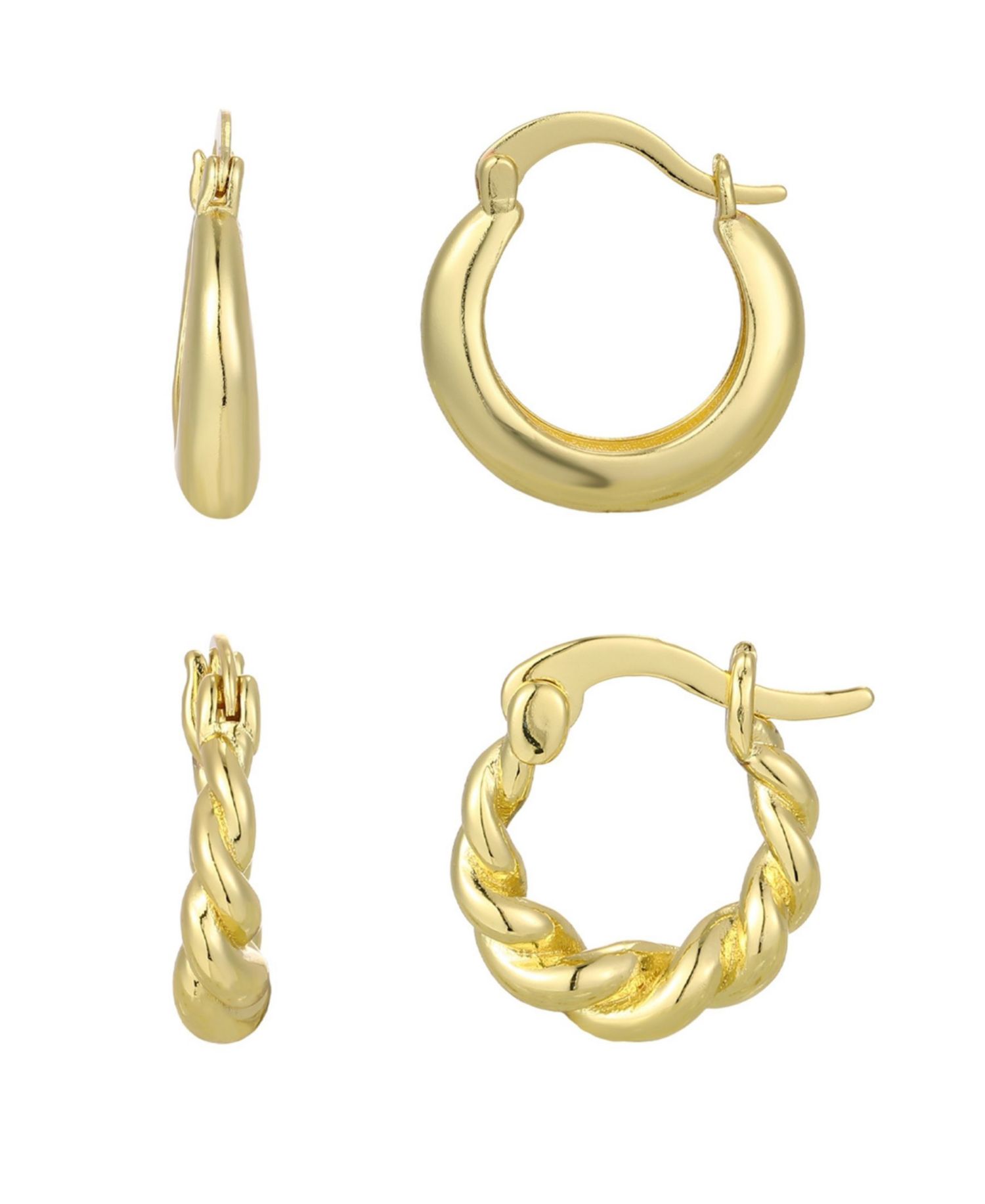Gold Set of 2 Purse Hoop Earrings