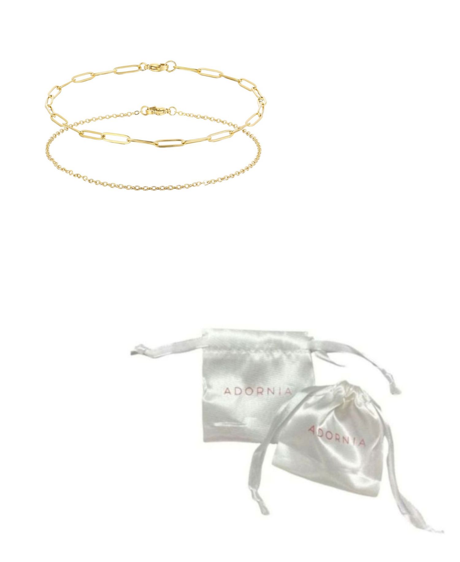 Tarnish Resistant Gold Set of 2 Chain Anklets
