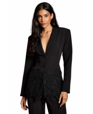 Women's Single Breasted Embroidered Lace Blazer