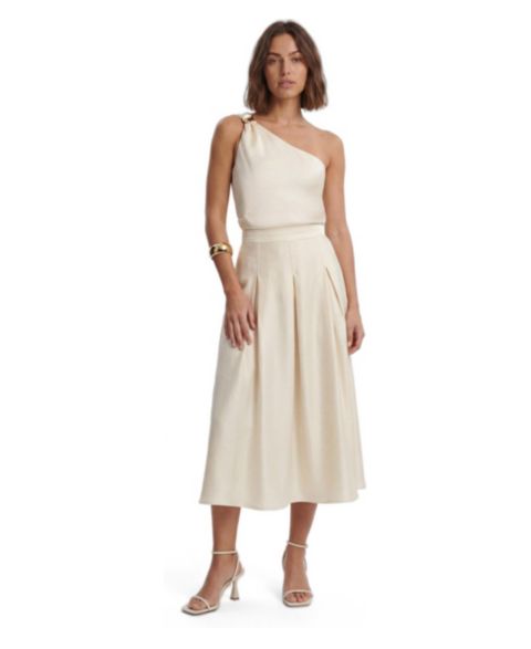Женский топ Karen Millen Satin One Shoulder, цвет: Сливочный