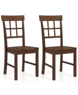 Solid Rubber Wood Dining Chair Set of 2 with High Back Design