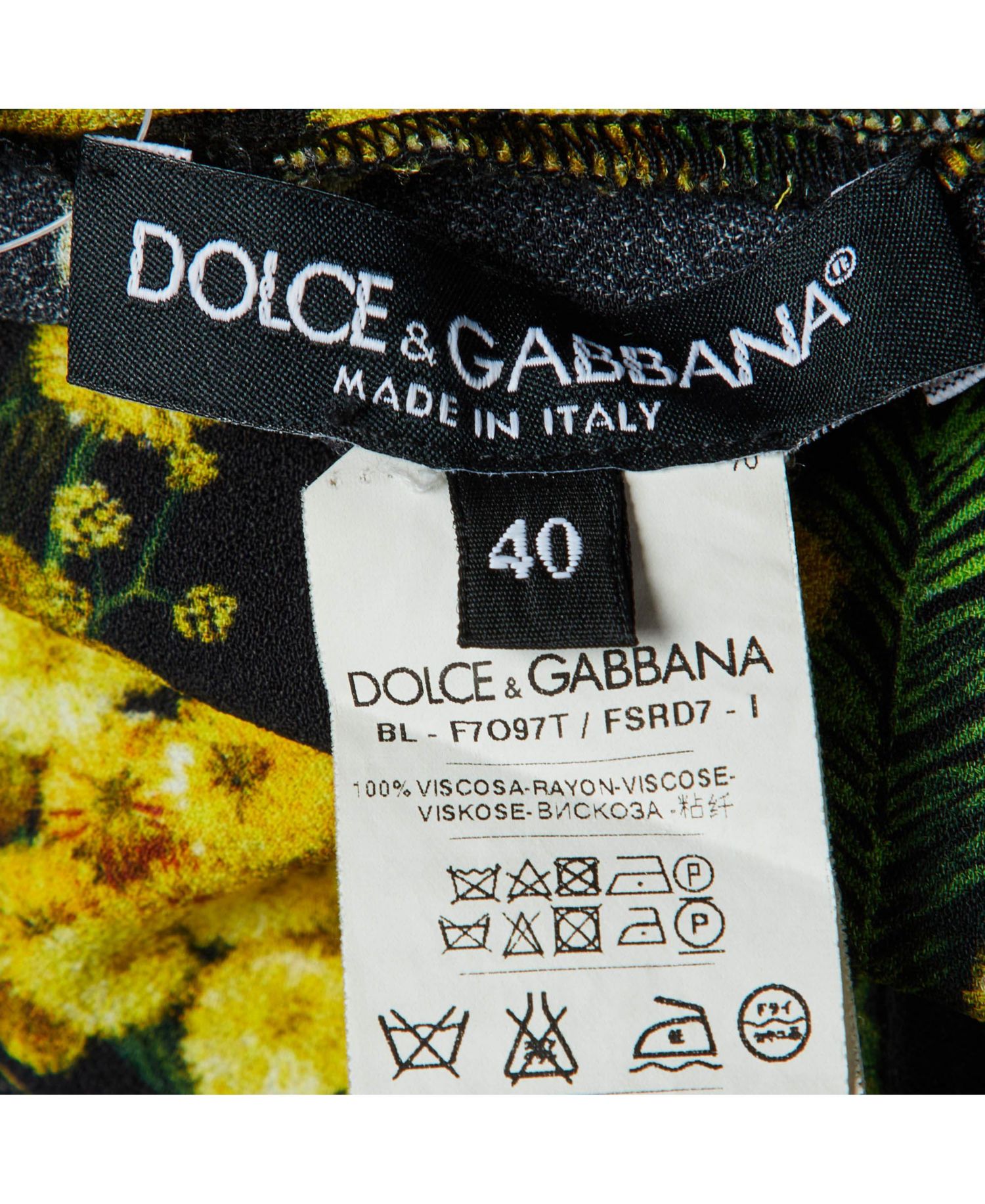 Women's Pre-Owned Dolce and Gabbana Acacia Print Stretch Crepe Top