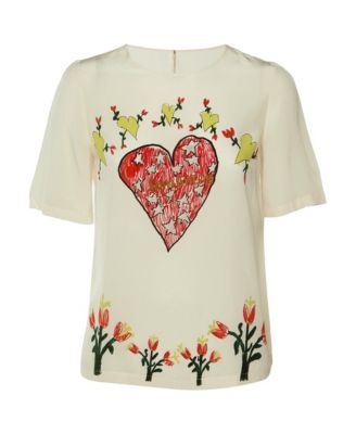 Women's San Valentino Heart Print Silk Top