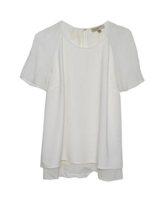 Women's Crepe and Sheer Sleeve Blouse