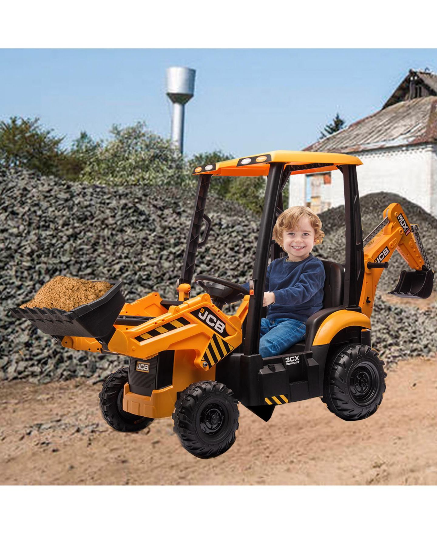 Детская игрушка homfan 4 in 1 JCB® 45" 12V Rechargeable Electric Ride-On Excavator with Remote Control, Ages 3-8 — фото 2