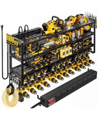 Power Tool Organizer Wall Mount Charging Station Garage Storage Rack Drills Holder