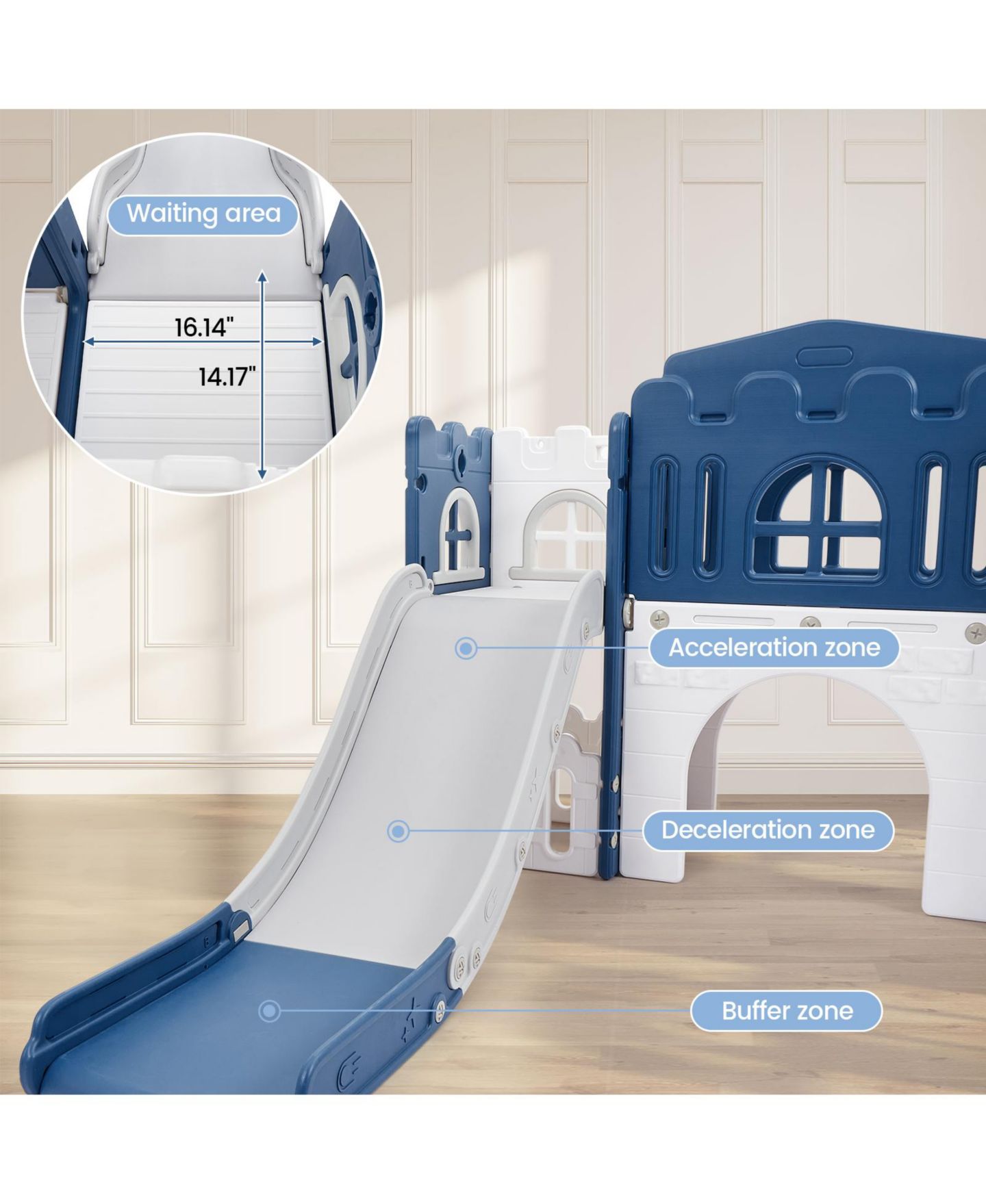 Детский игровой набор homfan 8-in-1 Toddler Playground Indoor-Outdoor Playset, For 2 to 3 Players, Ages 1-3, цвет: Синий — фото 6