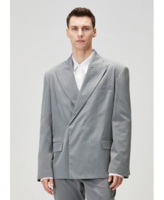 Men's Striped Cotton-Blend Woven Tailored Blazer