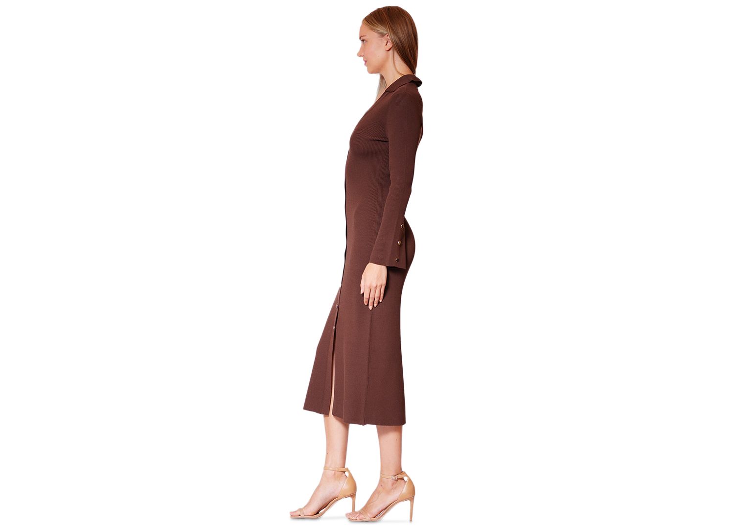 Women's V-Neck Button-Front Sweater Dress