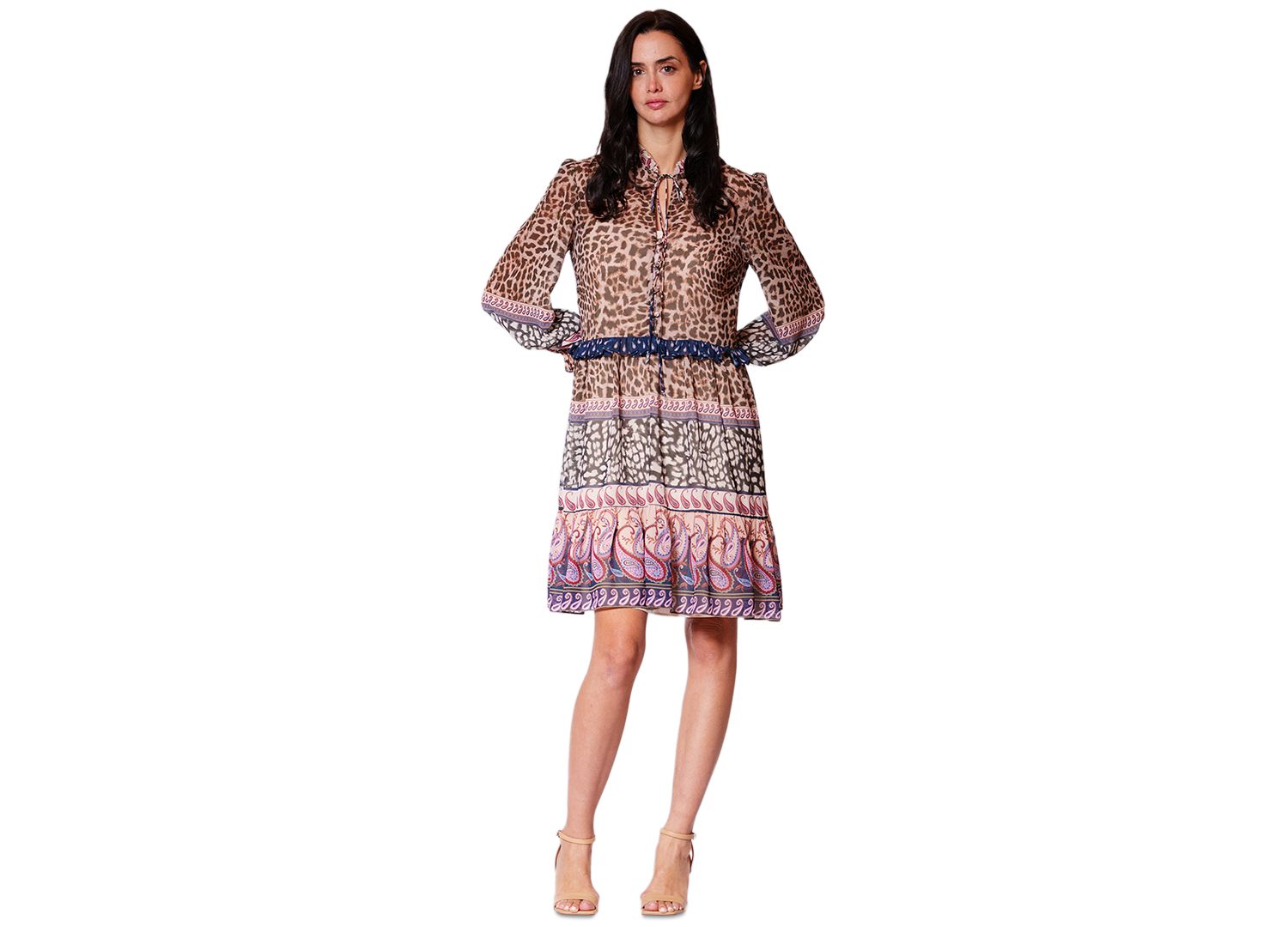 Women's Ruffle Details Long-Sleeve Dress