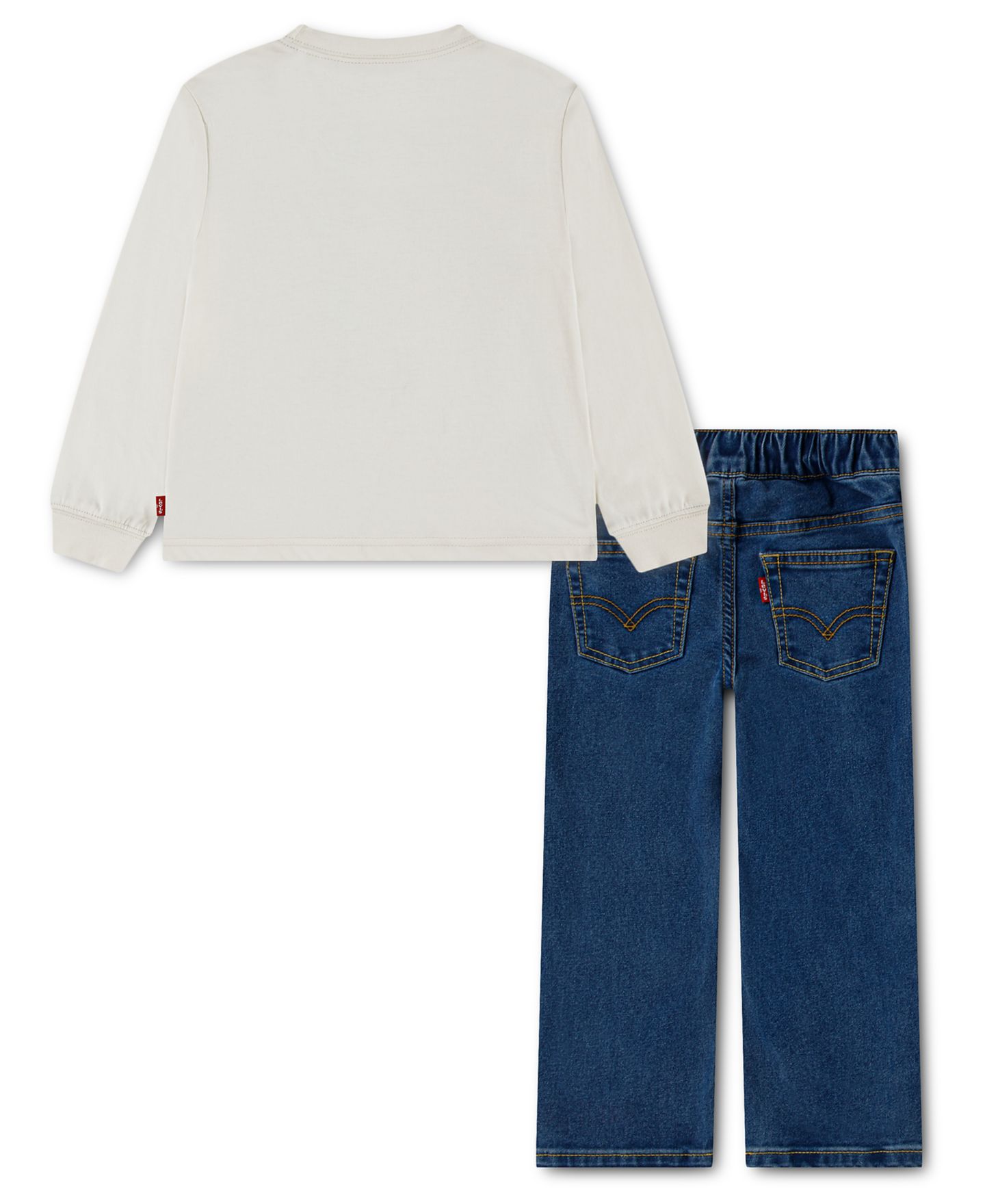 Детский комплект Levi's для мальчиков 2T-4T: топ с медведем и джинсовые брюки, цвет: Levi's Egret — фото 2