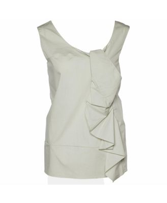 Women's Cotton Asymmetric Knot-Detail Sleeveless Top