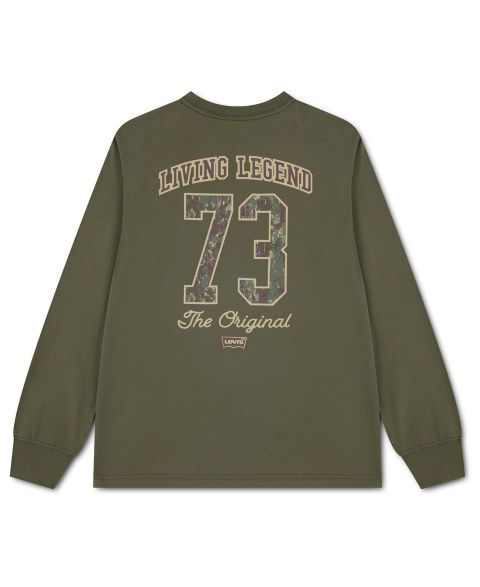 Футболка Levi's In The Woods Long-Sleeve T-Shirt для мальчиков, цвет: Оливковый ночной