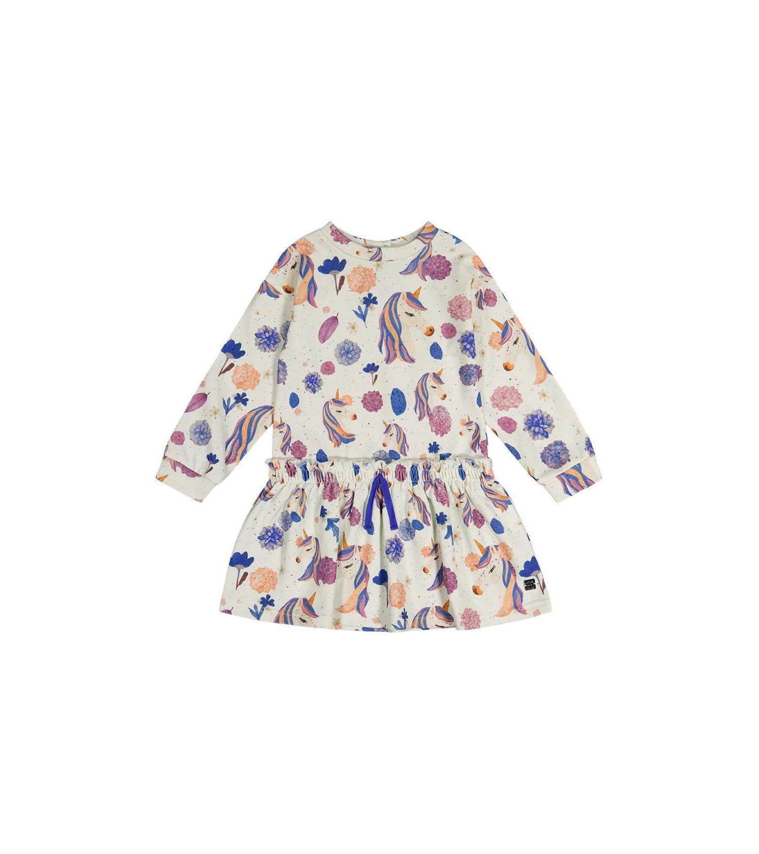 Little and Big Girl 6-12Y French Terry Dress Unicorn Print