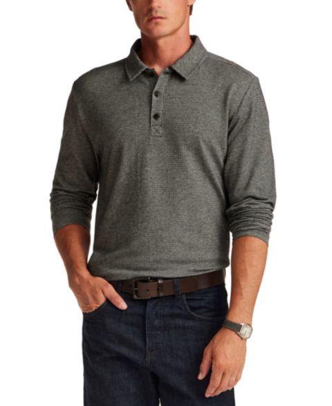 Мужское поло Vintage & Black Neat Print Knit Polo Shirt, цвет: Серый меланжевый
