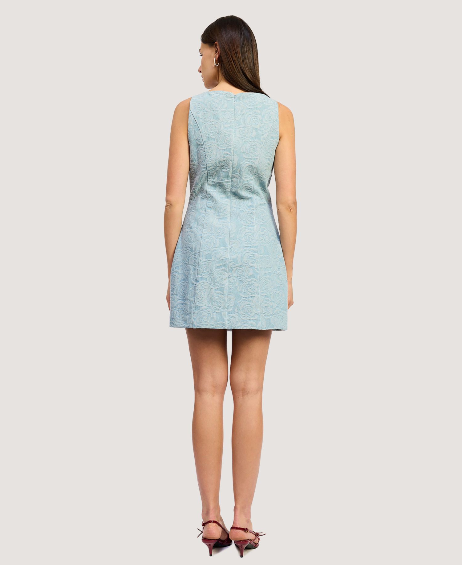 Women's Dominique Sleeveless Embroidered Denim Mini Dress