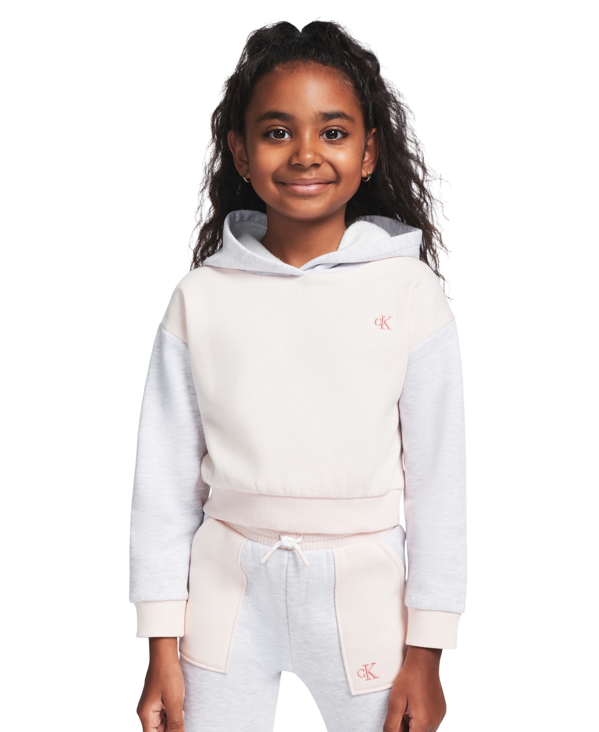 Calvin Klein Girls' 2T-6X Color-block Hoodie and Joggers, 2-Piece Set