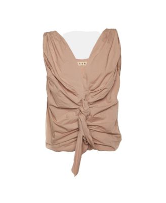 Women's Ruched Knot-Front Cotton Top