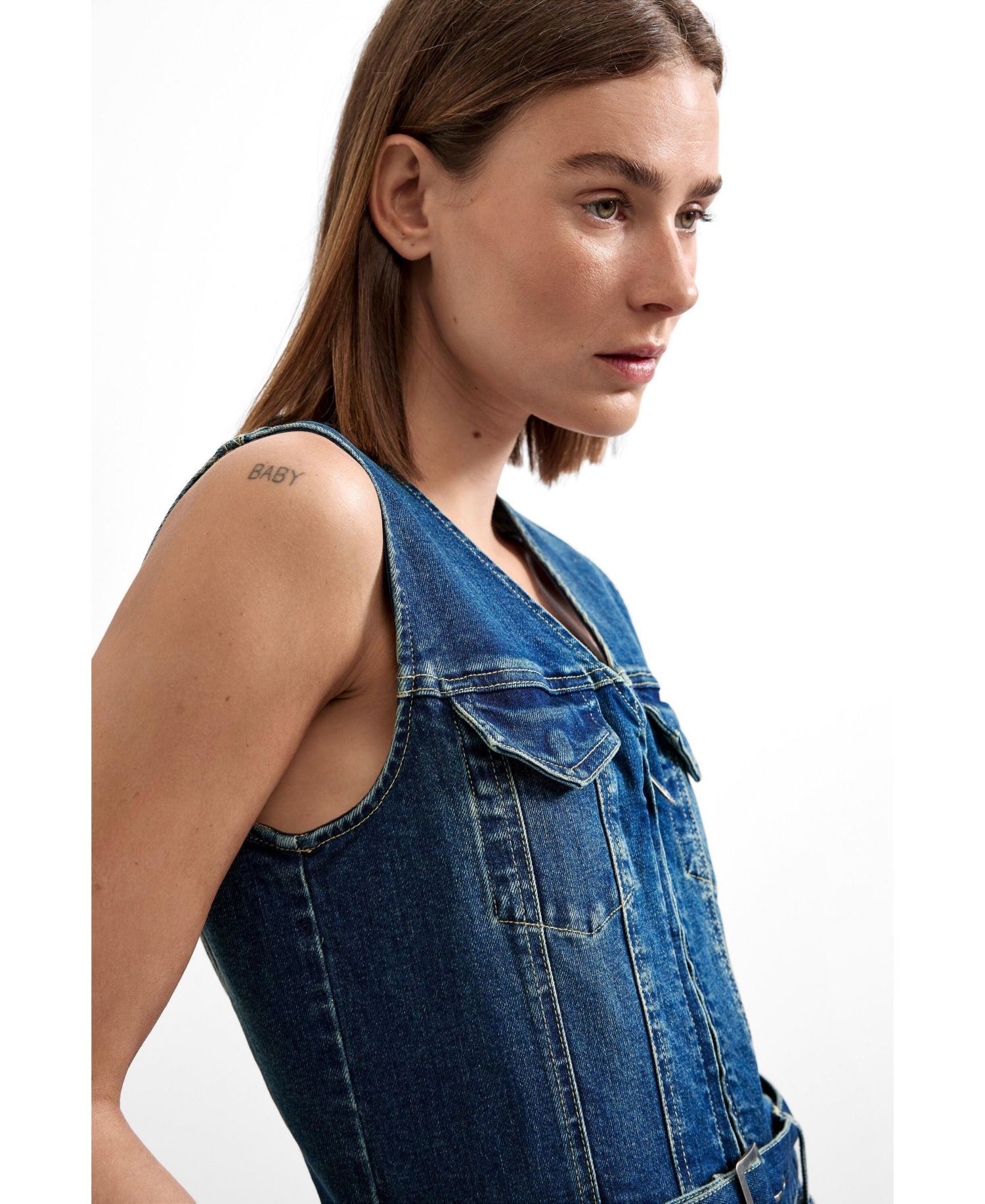 Women's Sleeveless Denim Dress