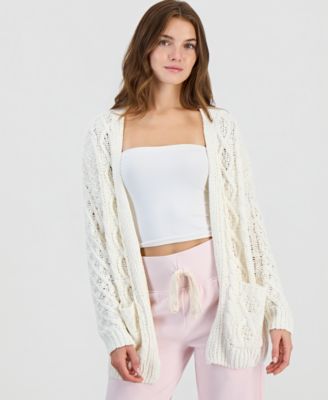 Juniors' Cable-Knit Chenille Midi Cardigan