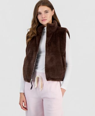 Juniors' Reversible Faux-Fur Vest