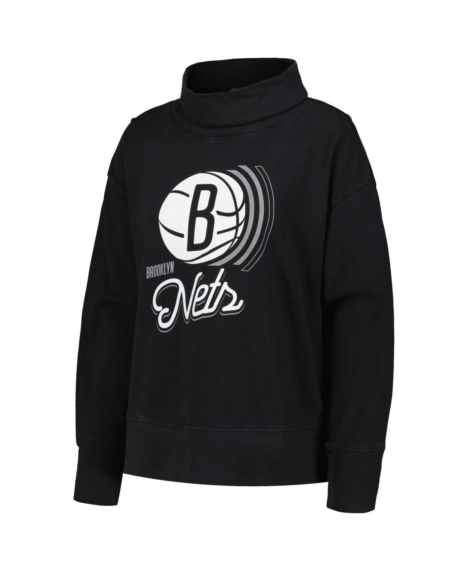 Women's Black Brooklyn Nets Sunset Pullover Sweatshirt