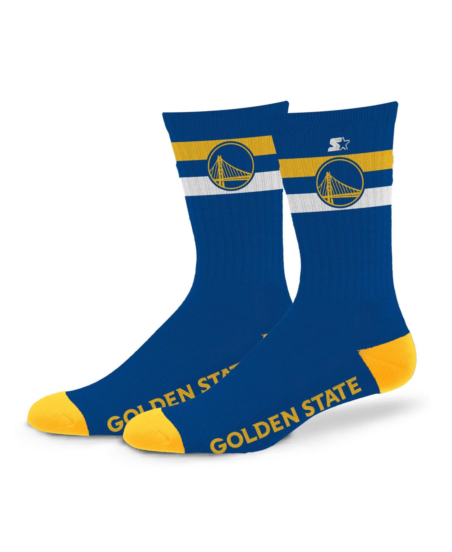 Men's and Women's Golden State Warriors Team Color Two-Stripe Crew Socks