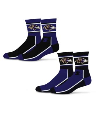 Men's and Women's 2-Pack Black/Purple Baltimore Ravens Double Color Block Mid-Crew Socks